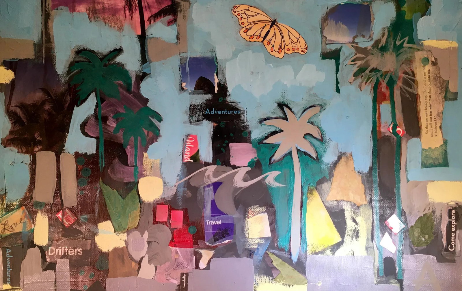 "Travel Poem #1-Tropics" Original Mixed Media Artwork on Canvas by Cassandra L. Auker - 11
