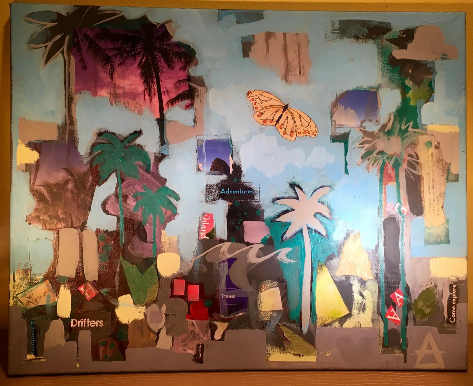 "Travel Poem #1-Tropics" Original Mixed Media Artwork on Canvas by Cassandra L. Auker - 5