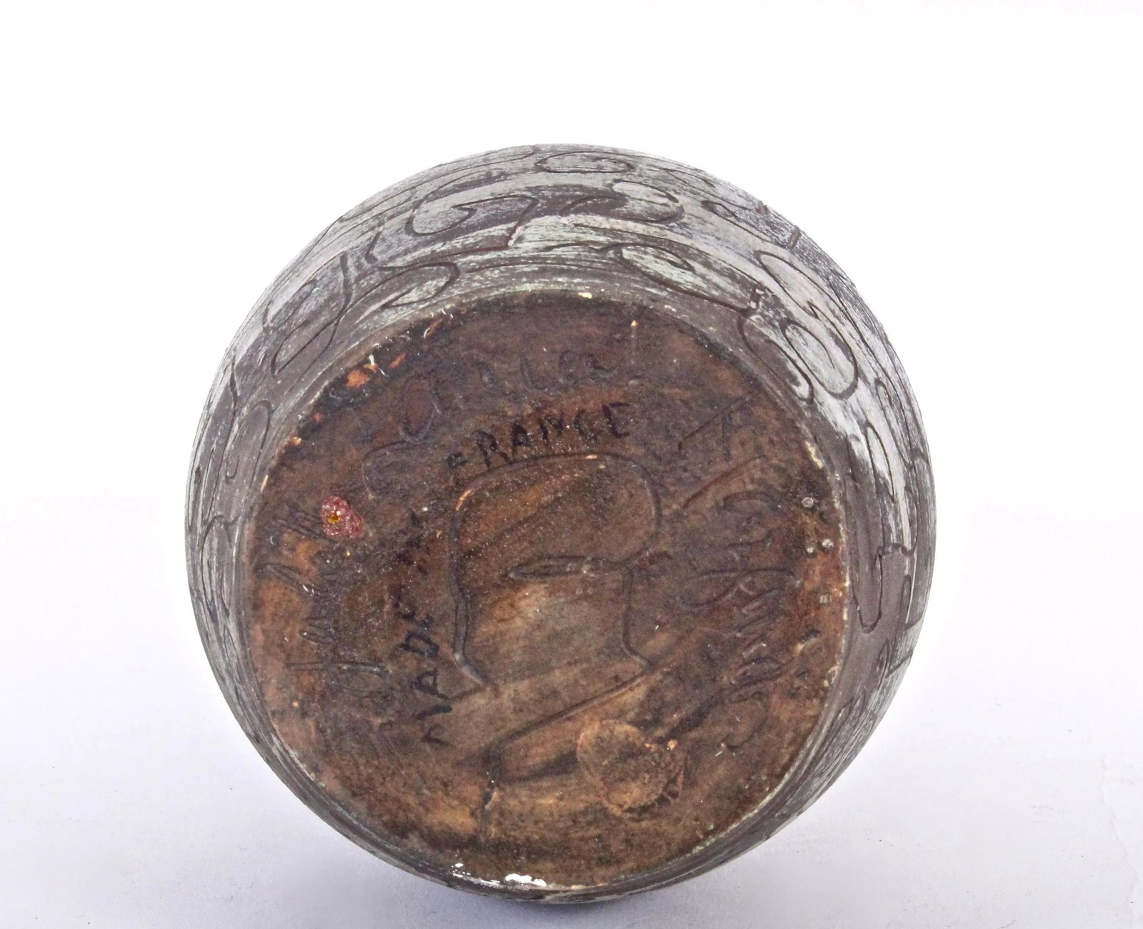 1950s Signed French Art Studio Incised Ceramic Vase - 8