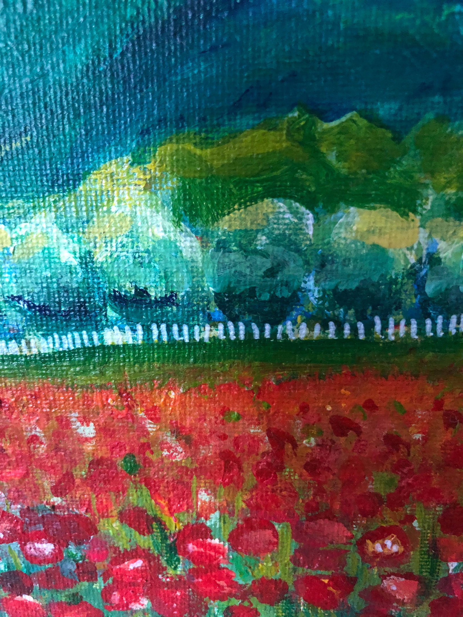 "French Poppy Field" Contemporary Expressionist Landscape Acrylic Painting by Colleen Allison - 6