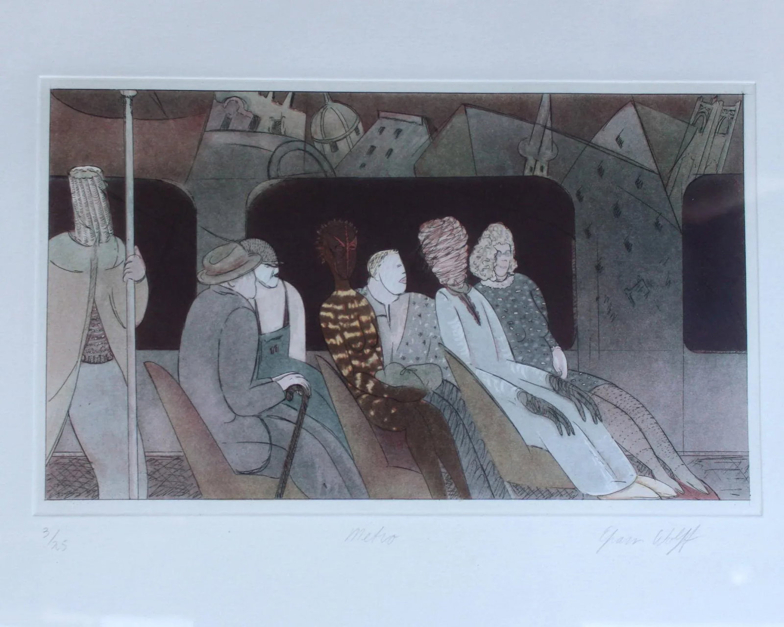 Postmodern Efram Wolff "Metro" Etching 3/25 Artist Signed & Framed - 2