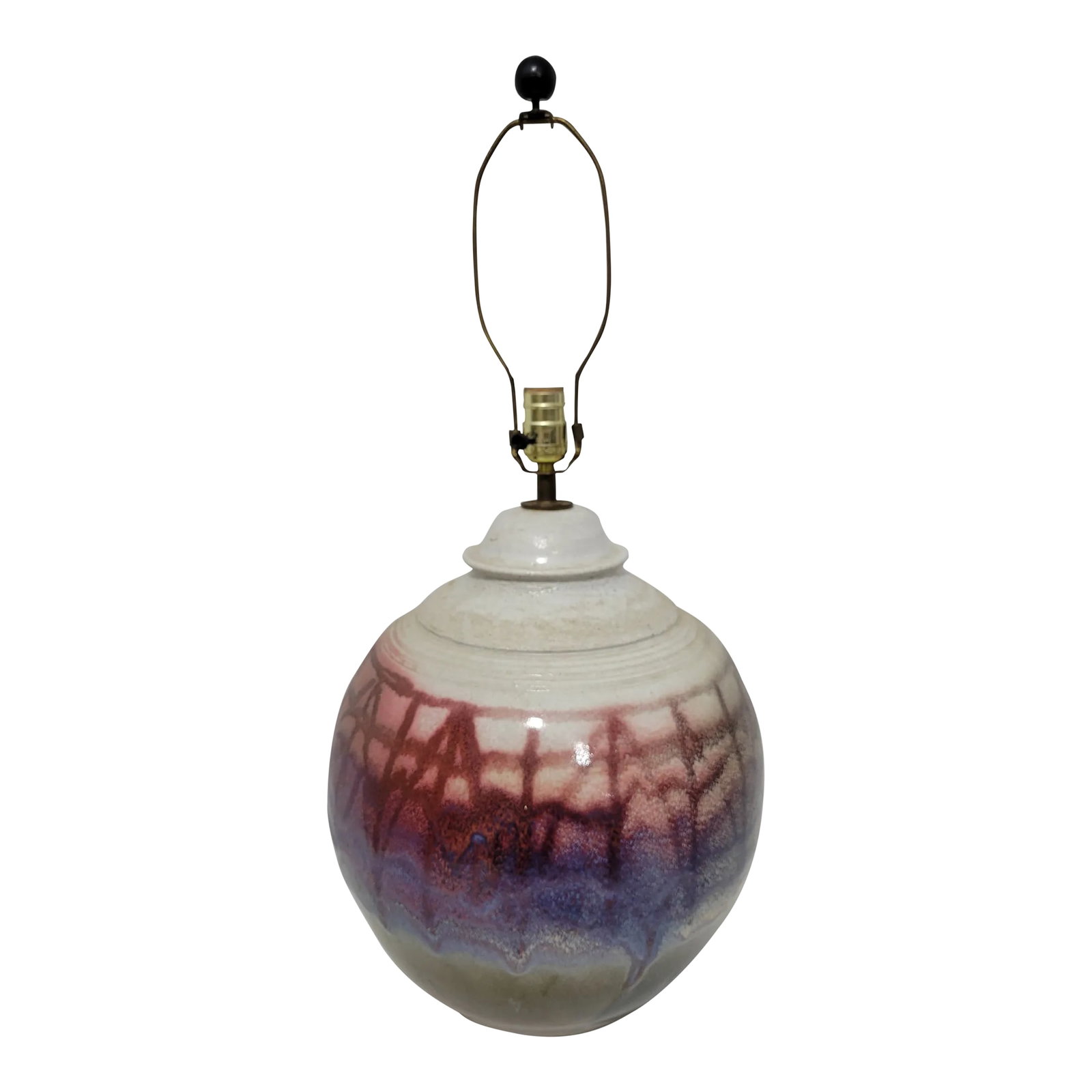Large Modernist Artist Signed Glazed Pottery Lamp (1 of 11)