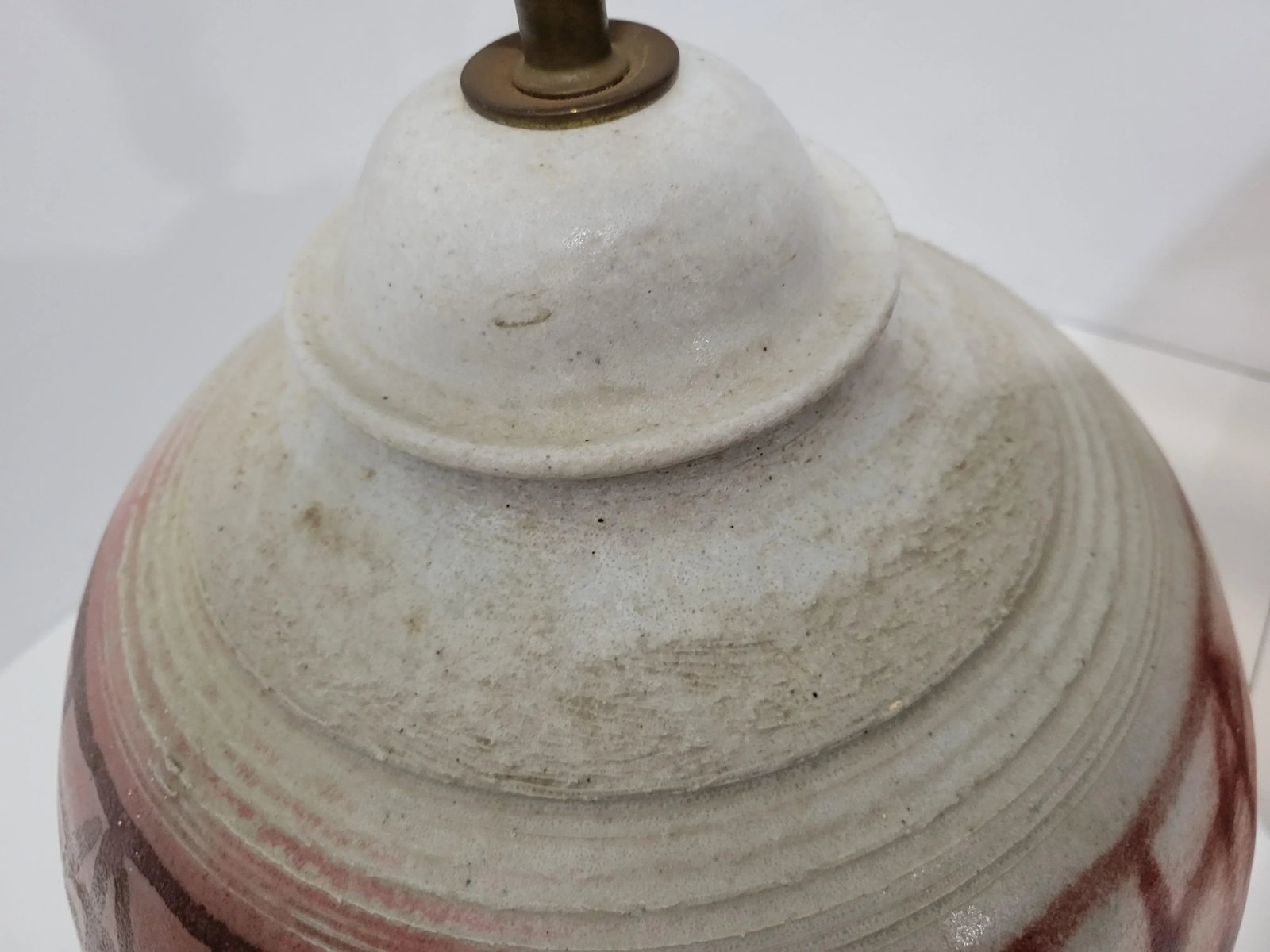 Large Modernist Artist Signed Glazed Pottery Lamp - 5
