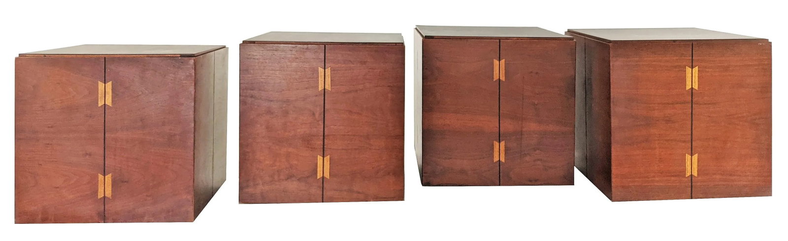 Vintage Set of 4 Modern Walnut Cubes Side Tables by Lane Furniture - 13