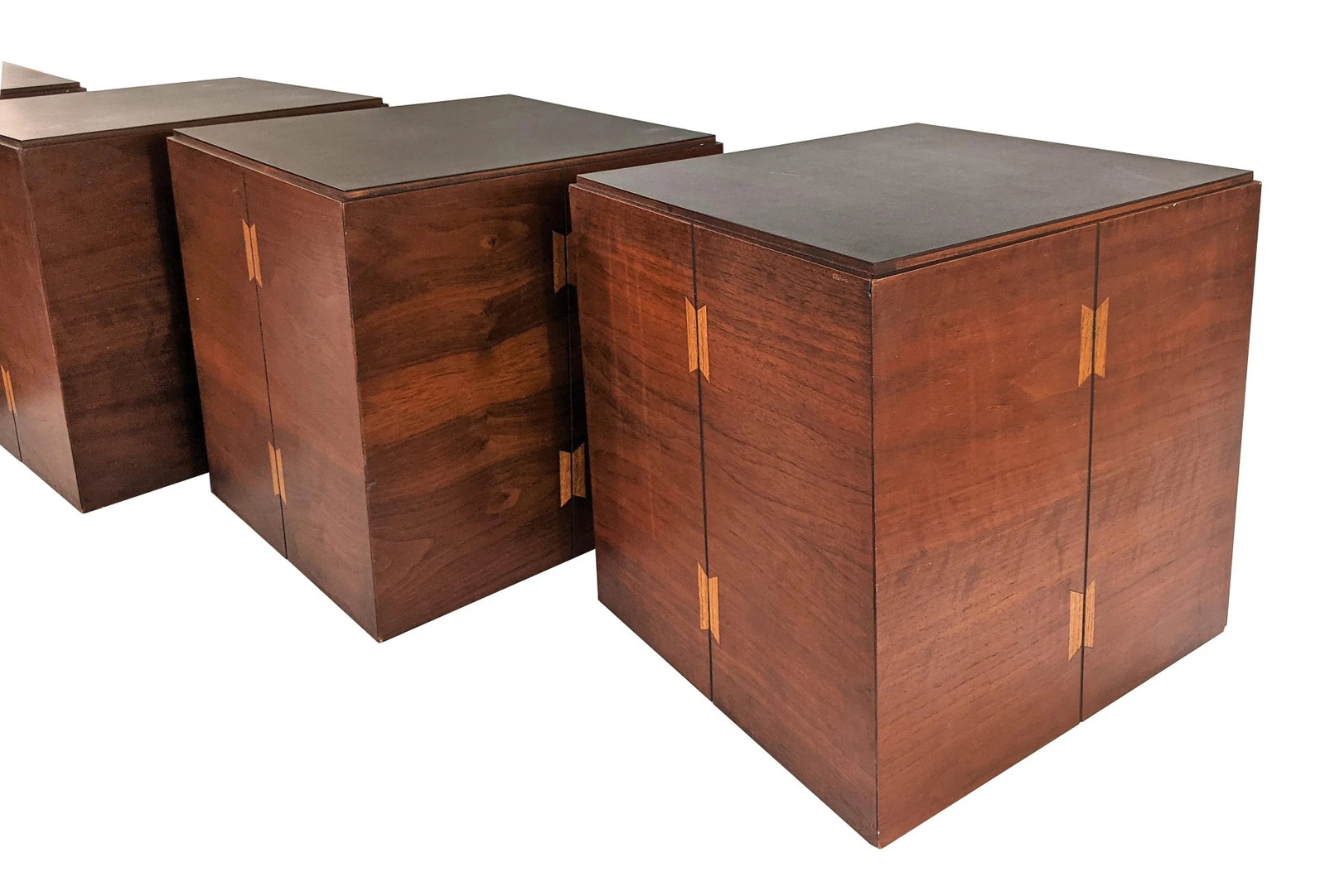 Vintage Set of 4 Modern Walnut Cubes Side Tables by Lane Furniture - 6