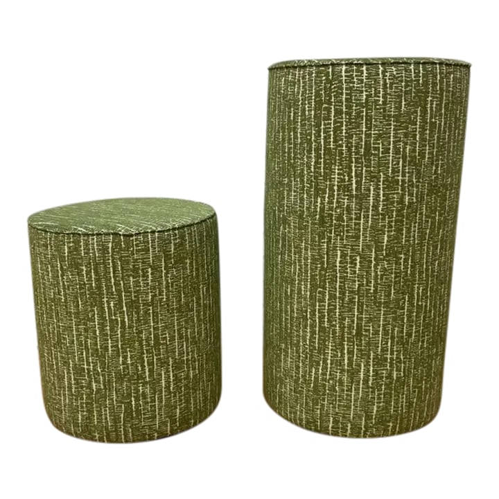 Knoll Rockwell Unscripted Swivel Bar and Low Stool - Set of 2: Mid Century Modern Knoll Rockwell Unscripted Swivel Bar and Low Stool - Set of 2 The Rockwell Unscripted Upholstered Seat offers fun punctuation to dining, living or office spaces. Mix them with class