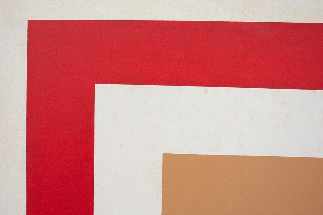 Vintage C.1980 Hard Edge Abstract Geometric Acrylic Painting Signed j.v. 80, 40x40 - 4
