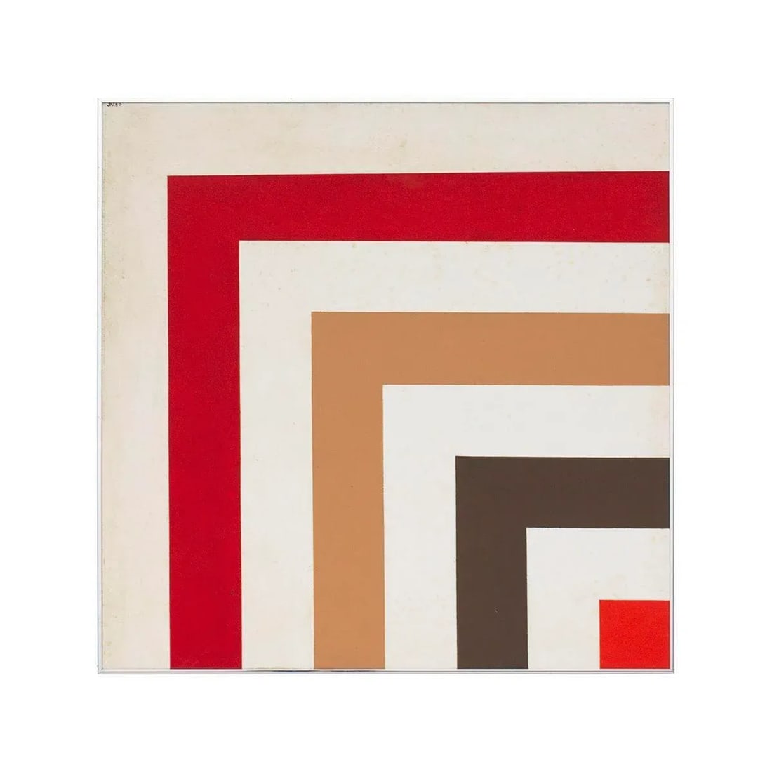 Vintage C.1980 Hard Edge Abstract Geometric Acrylic Painting Signed j.v. 80, 40x40 - 8