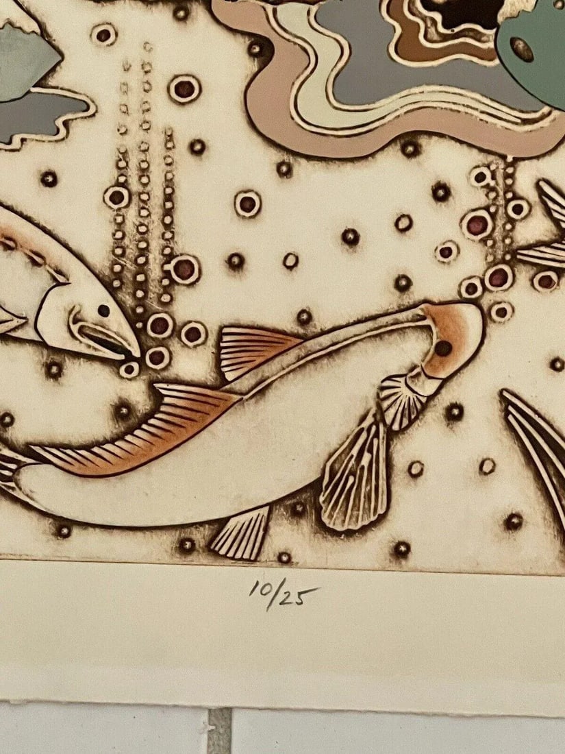 1980s "Snow" 10/25 Sidney Schatzky Hand Colored Limited Edition Collagraph - 5