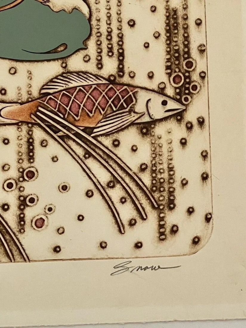1980s "Snow" 10/25 Sidney Schatzky Hand Colored Limited Edition Collagraph - 6