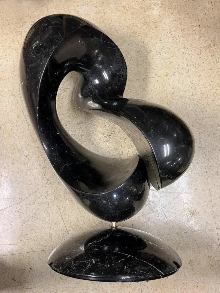 Large Abstract Mid Century Black Marble Sculpture by Ellen Brenner Sorensen - 4