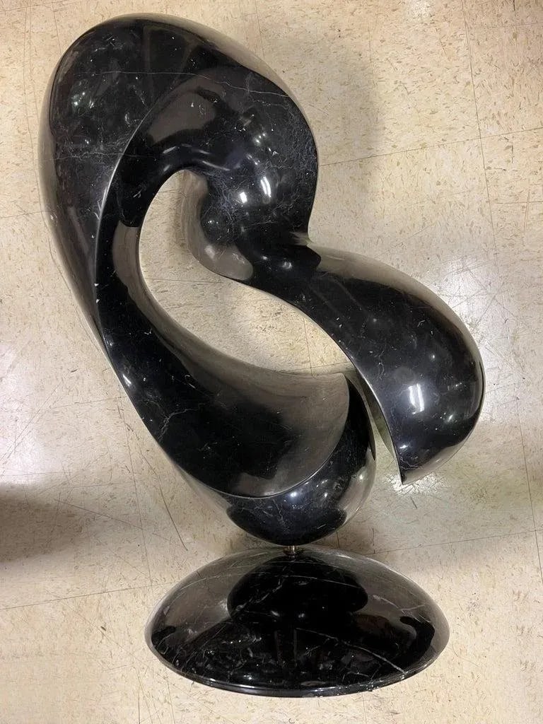 Large Abstract Mid Century Black Marble Sculpture by Ellen Brenner Sorensen - 9