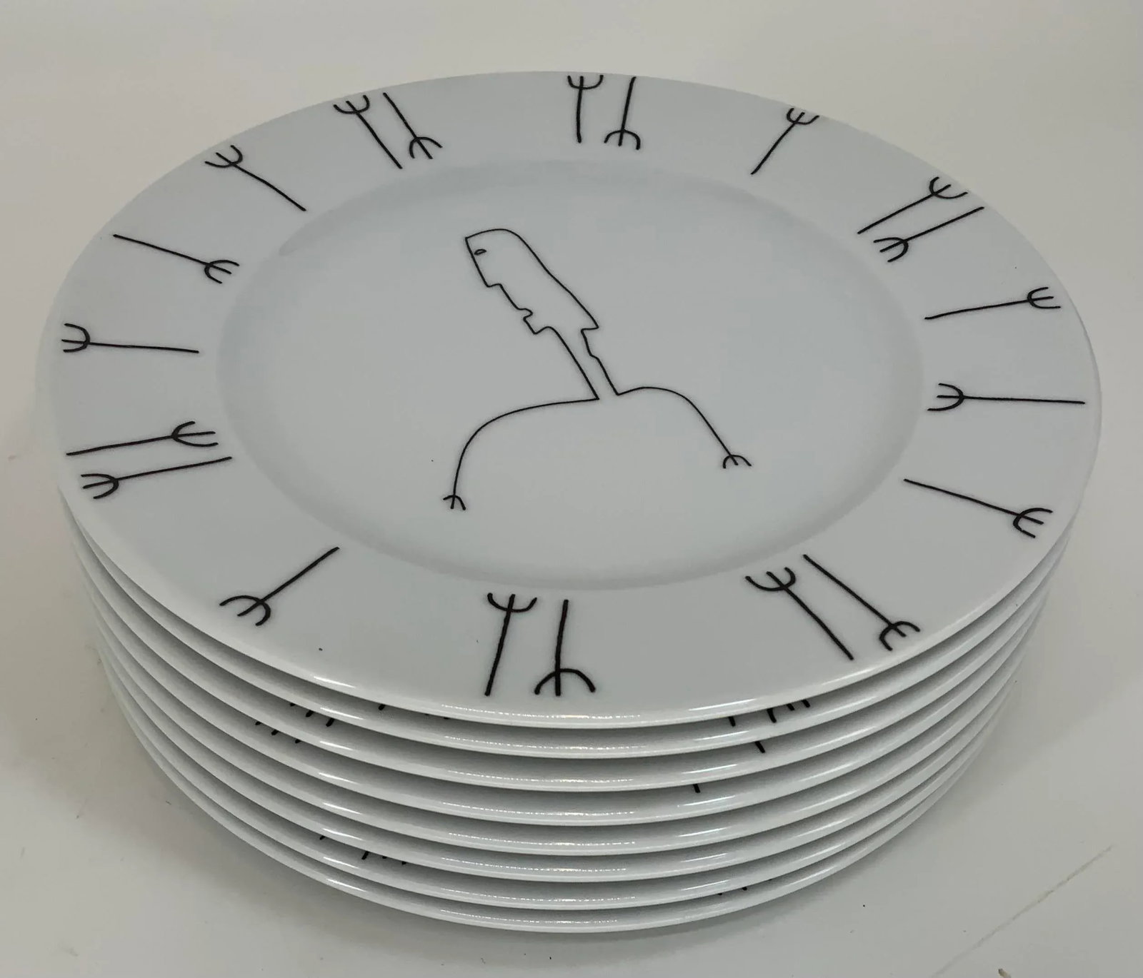 Set of 8 Vista Alegre Portugal " Wacky" Porcelain Lunch or Desert Plates - 3