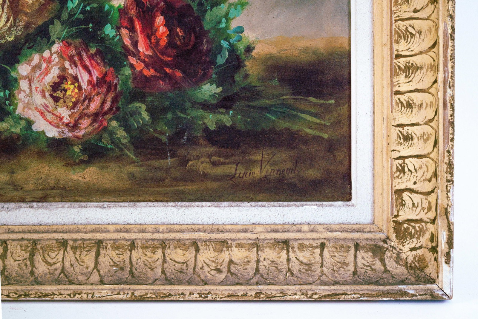 Early 20th Century Rose Still Life Oil Painting on Canvas, Framed - 2