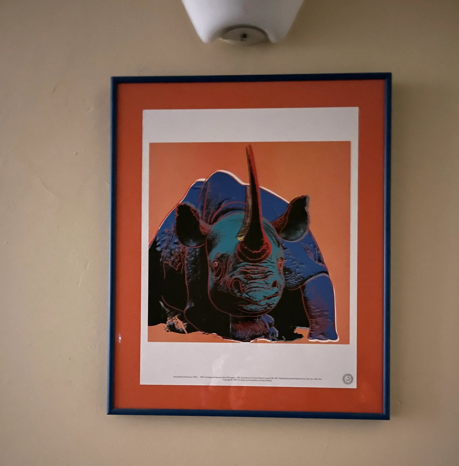 Andy Warhol Vintage 1989 Endangered Species Rhinoceros Framed Lithograph Print - 11