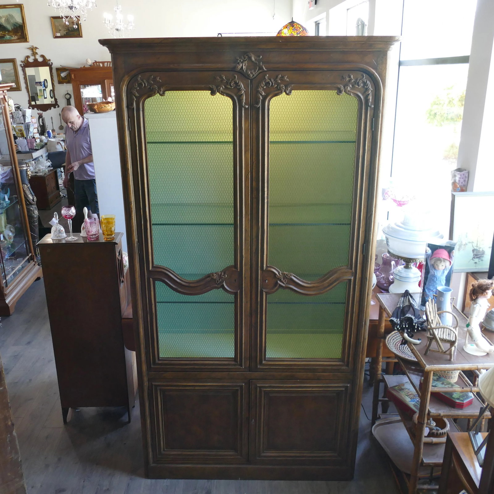 Mid 20th Century French Provincial Display Cabinet Wire Doors by Baker - 13