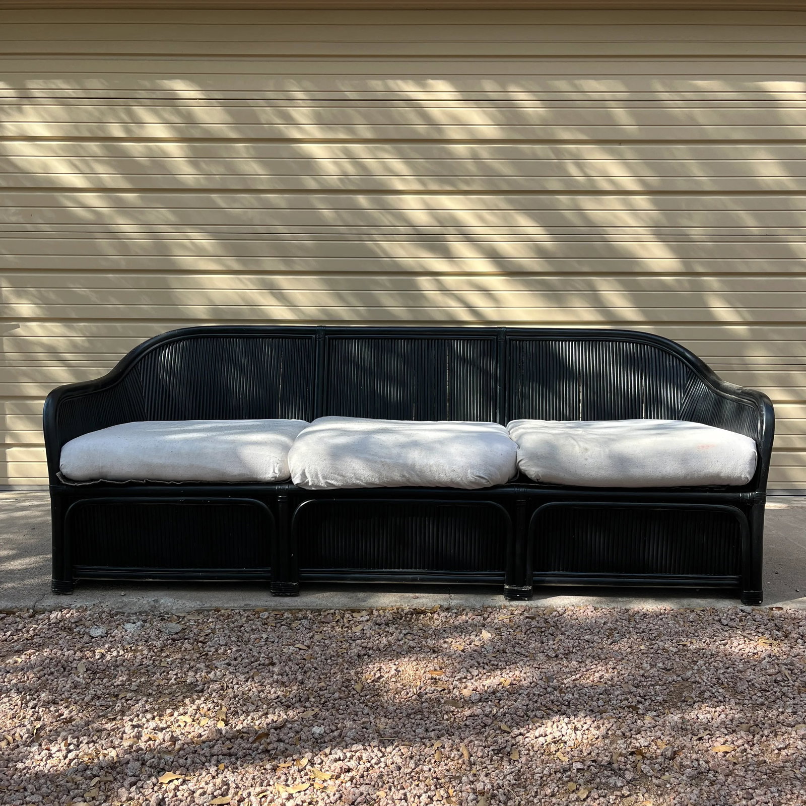 1970s Henry Link Split Reed Bamboo Three-Seat Sofa - 2