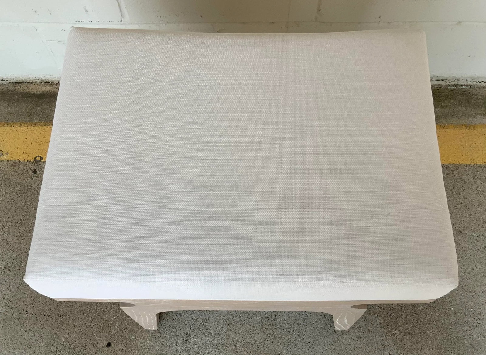 Worlds Away Organic Modern White Linen Fergie Stool - 3
