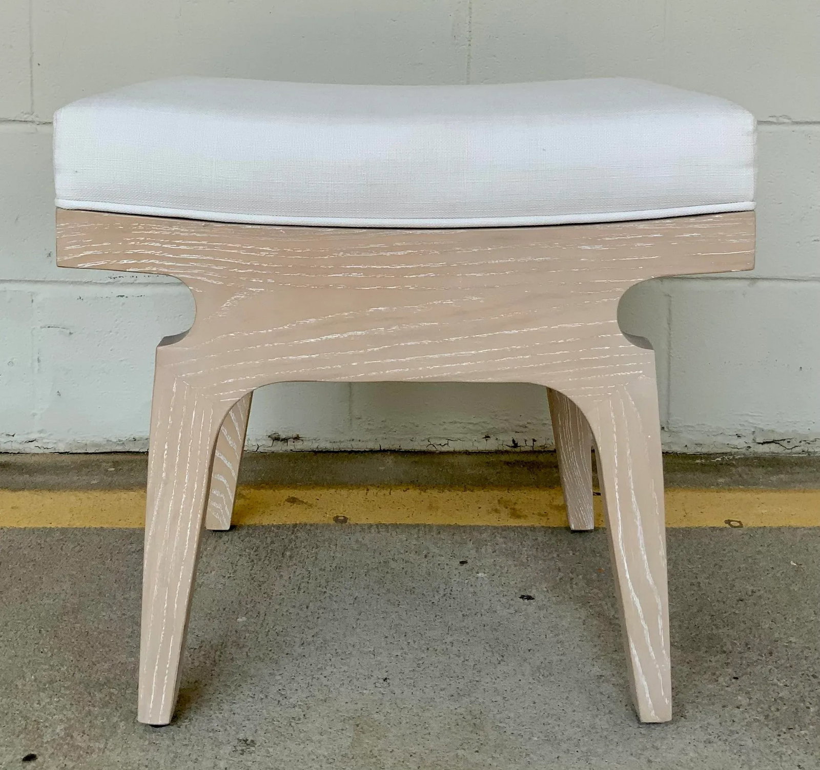 Worlds Away Organic Modern White Linen Fergie Stool - 5