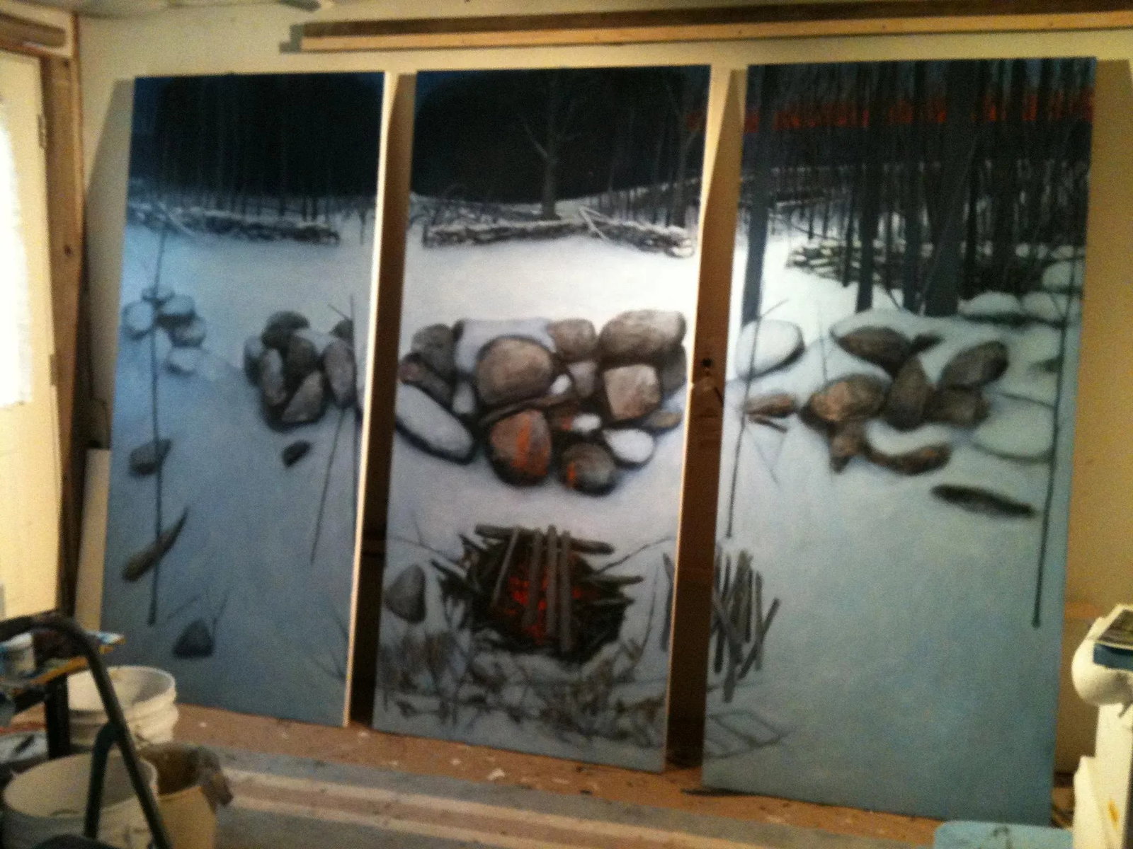 "Miles From Nowhere",Very Large Contemporary Acrylic Triptych Painting", by Stephen Remick - 6