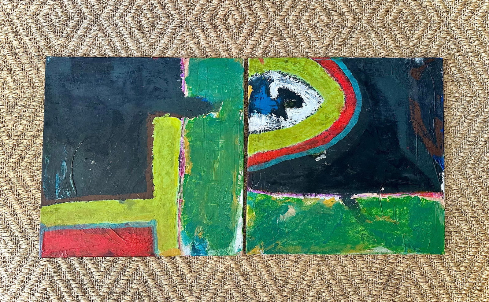 Modern Abstract Diptych on Canvas - 9
