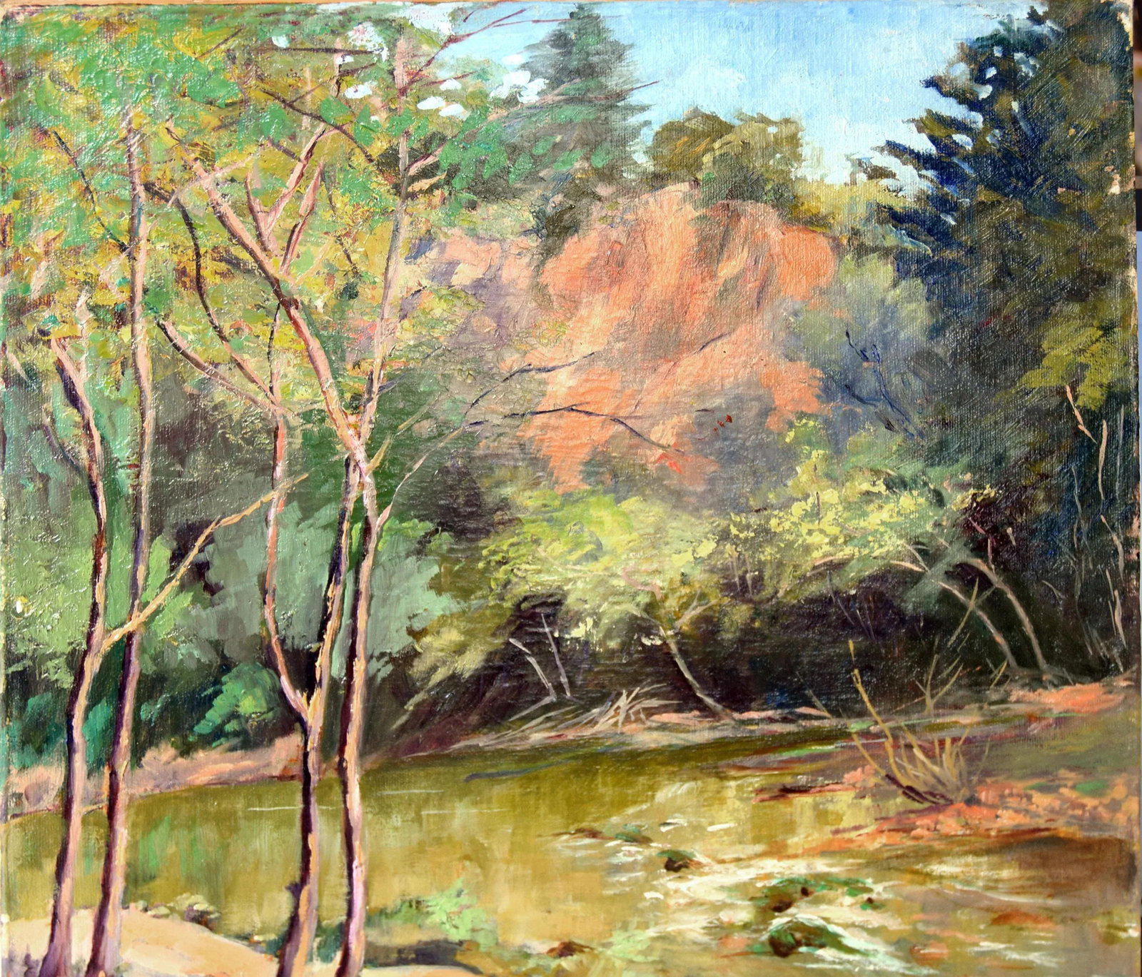 1950s Vintage California Forest and Stream Painting - 3
