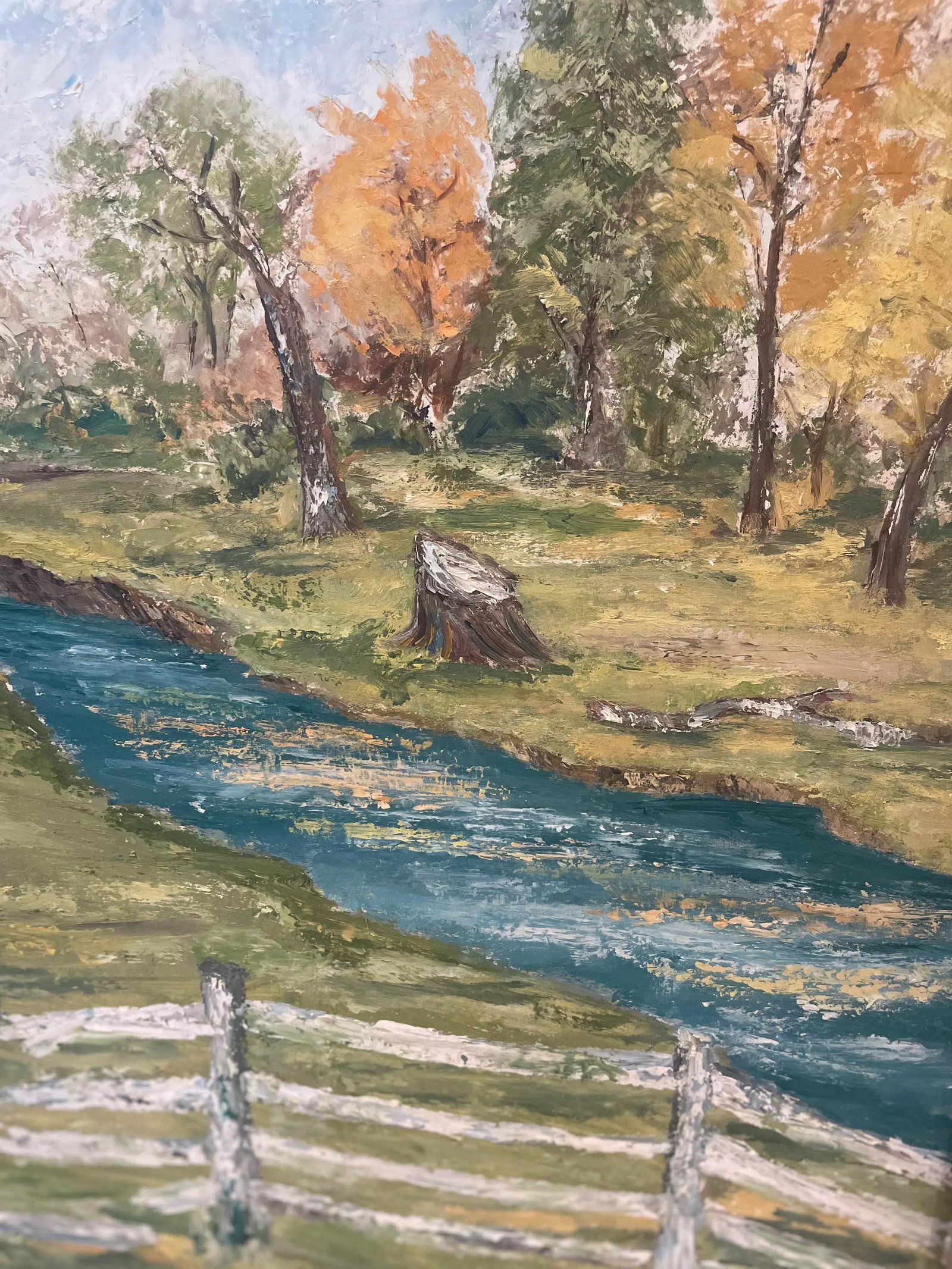 American Impressionist Landscape Painting of Kentucky Horse Farm With Rolling River - 4