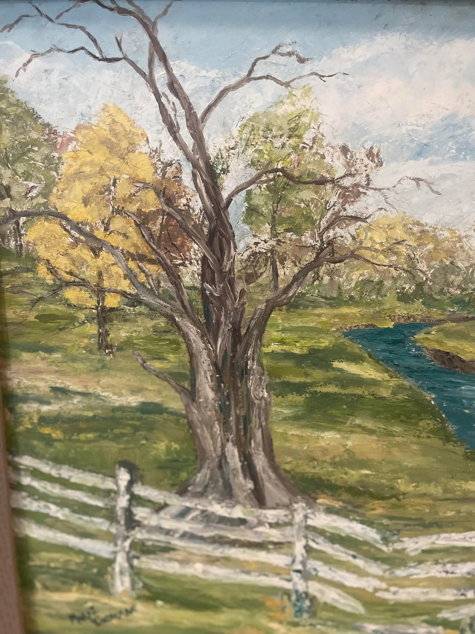 American Impressionist Landscape Painting of Kentucky Horse Farm With Rolling River - 5
