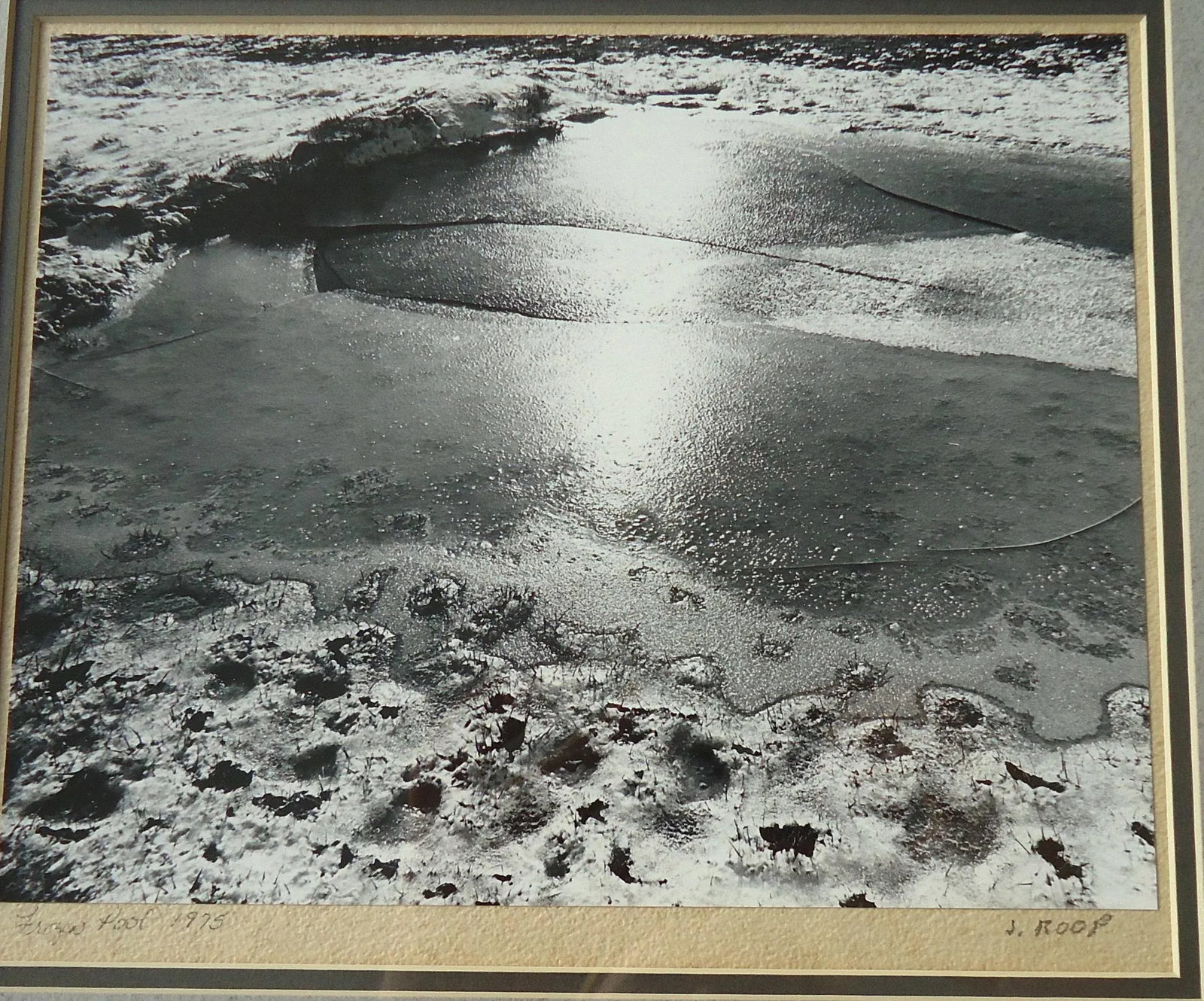 "Frozen Pool" by J Roop 1975 Black and White Photograph - 2