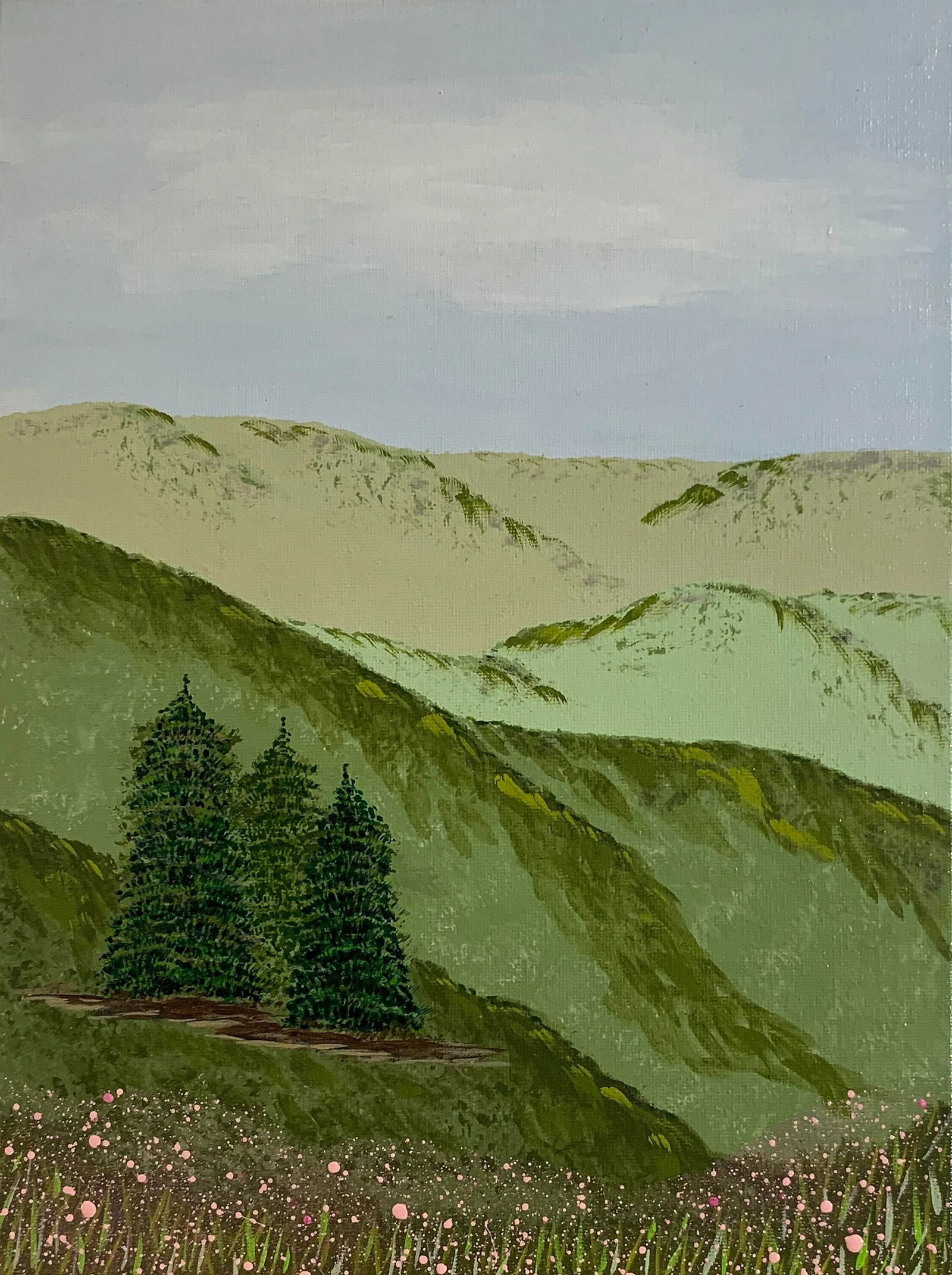 "Mountains, Trees and Wildflowers" Original Landscape Painting by Deb Bossert (1 of 6)