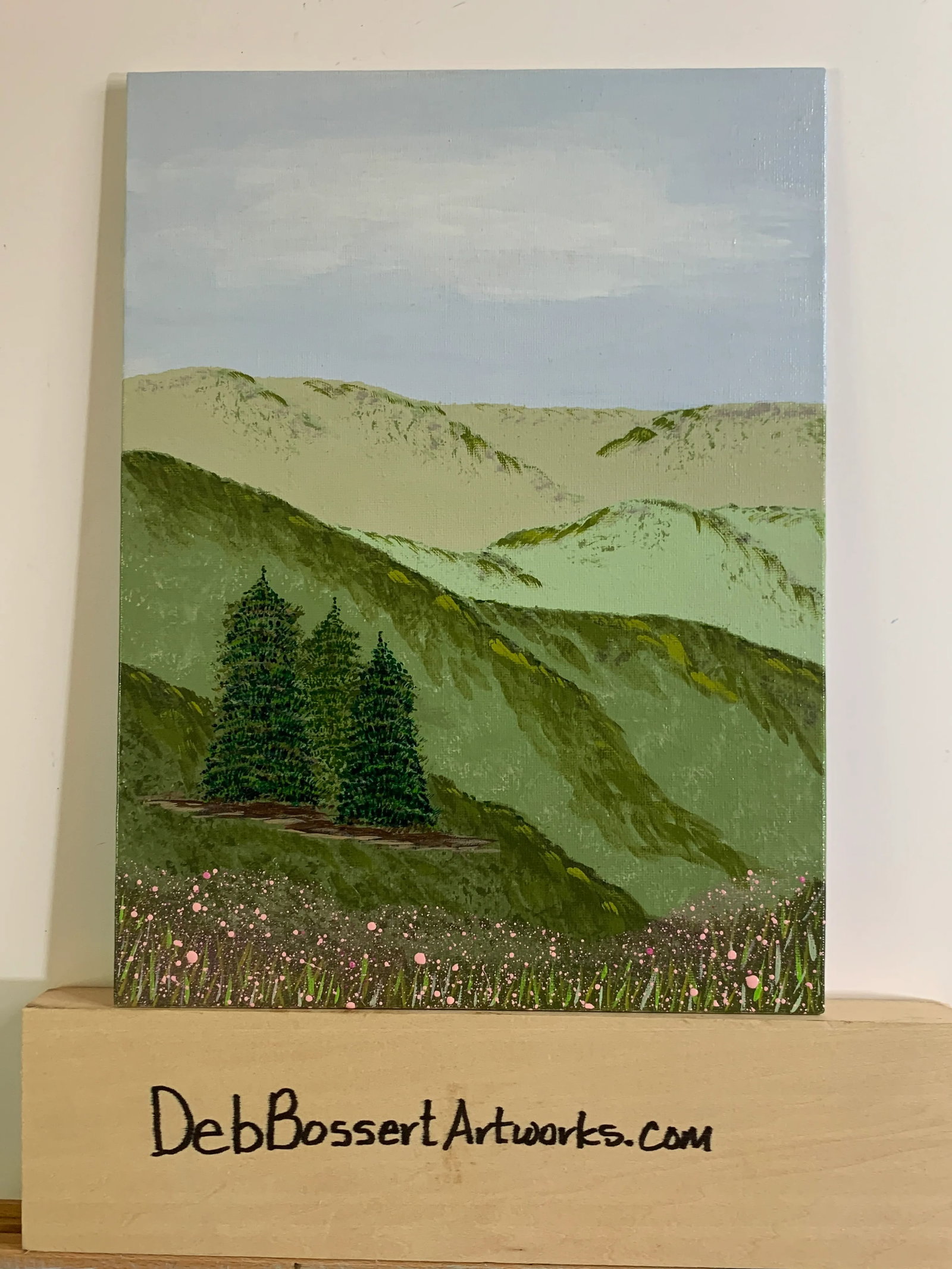 "Mountains, Trees and Wildflowers" Original Landscape Painting by Deb Bossert - 2