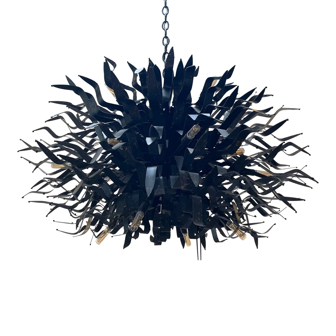 Contemporary David Iatesta Palmier Iron Chandelier: David Iatesta Palmier Chandelier Showroom sample! This is a showroom sample, still in the line. Finaih - Avezzano Bronze 16 lights This line is sold in Holly Hunt showrooms. Condition: Alterations: