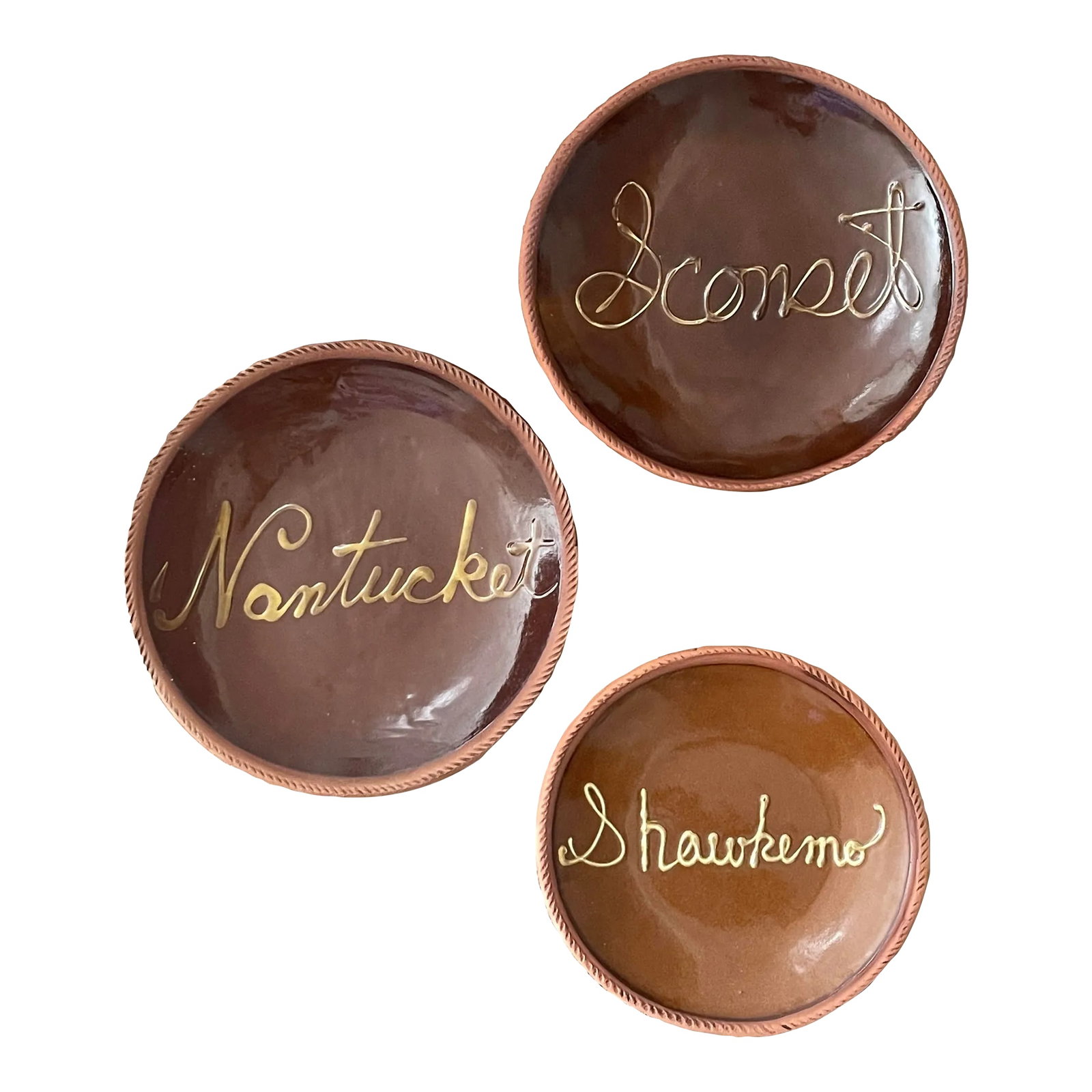 Antique Nantucket Redware Pottery Plates - Set/3 (1 of 11)