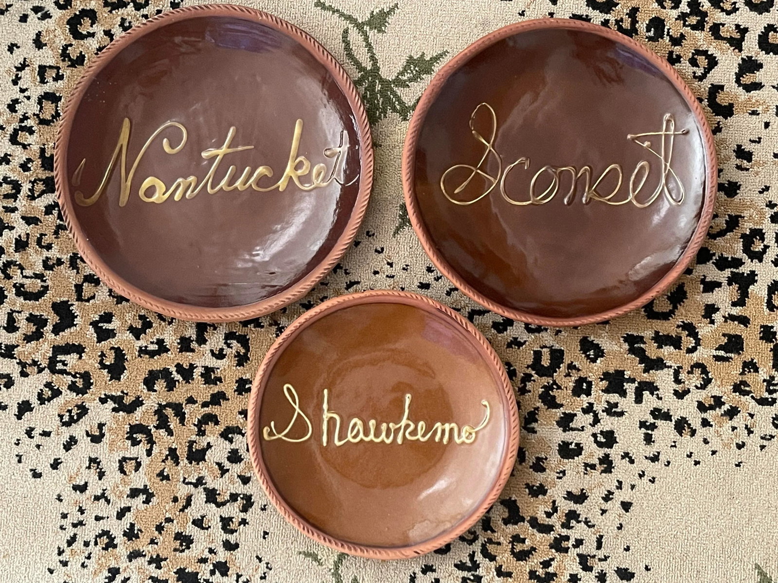 Antique Nantucket Redware Pottery Plates - Set/3 - 2