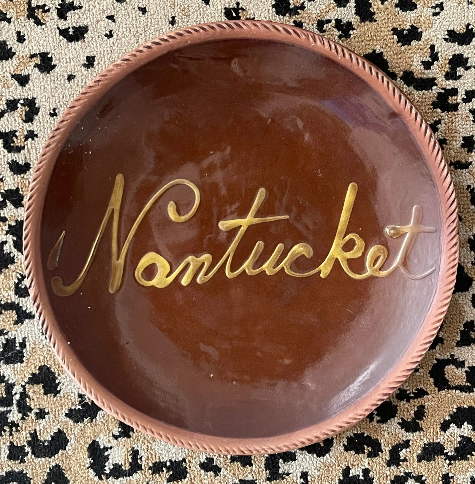 Antique Nantucket Redware Pottery Plates - Set/3 - 4