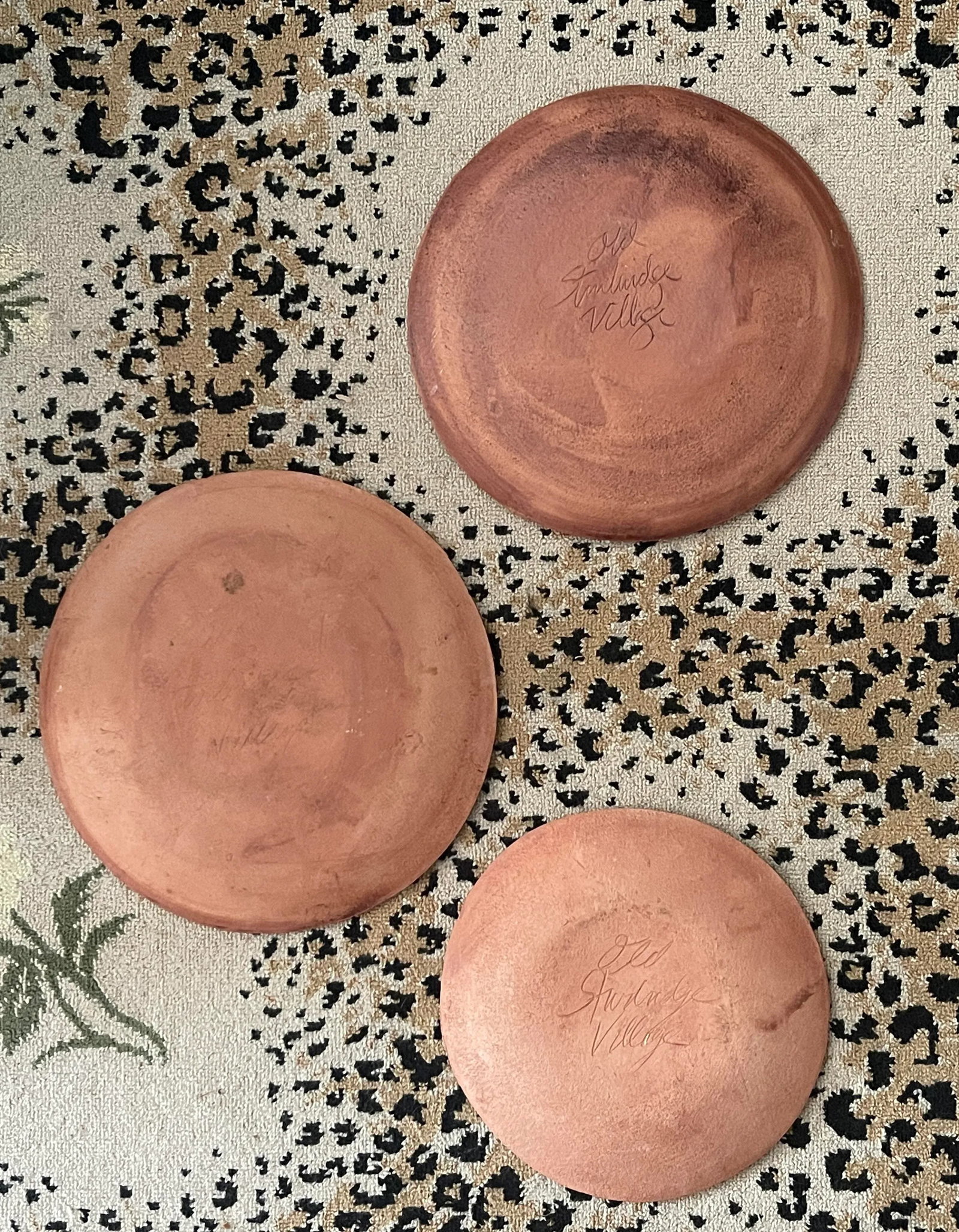 Antique Nantucket Redware Pottery Plates - Set/3 - 9
