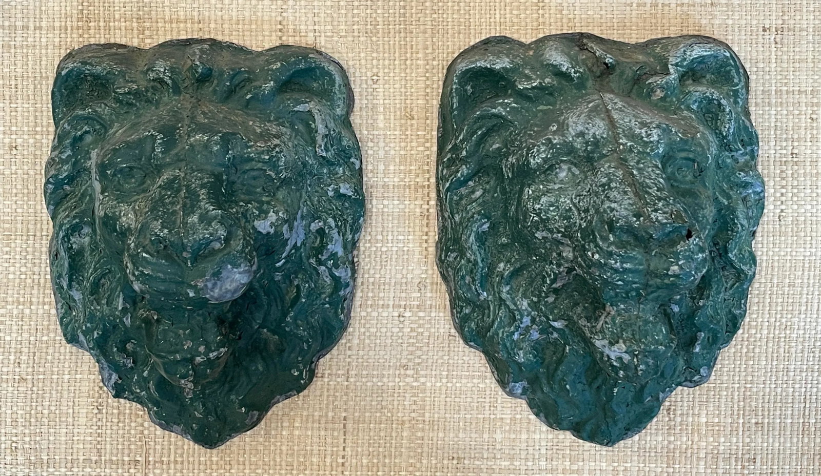 Antique Zinc Architectural Lion Heads - a Pair - 2