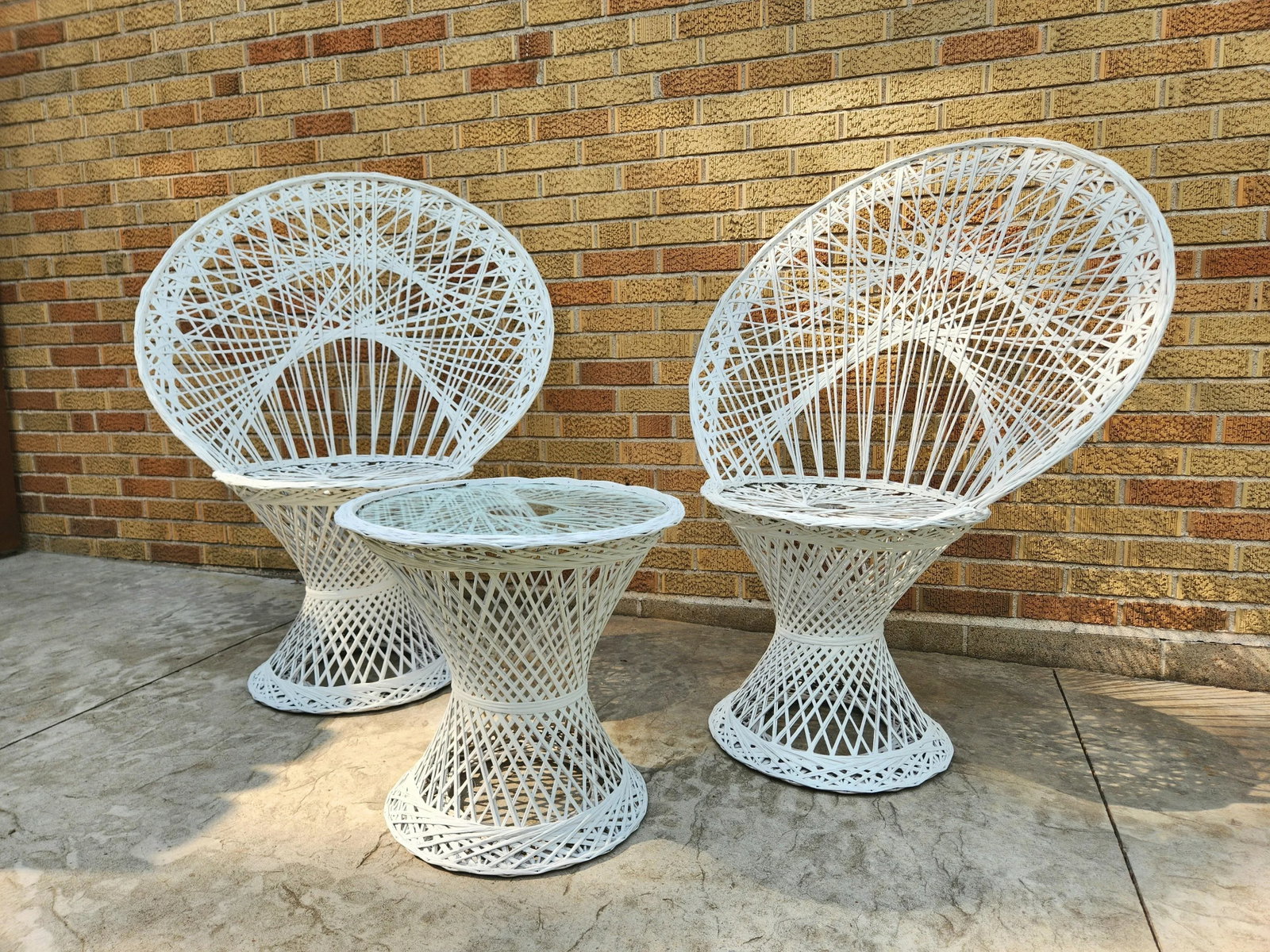 1950s Woodard Spun Fiberglass Peacock Chair Set - 3 Pieces - 2
