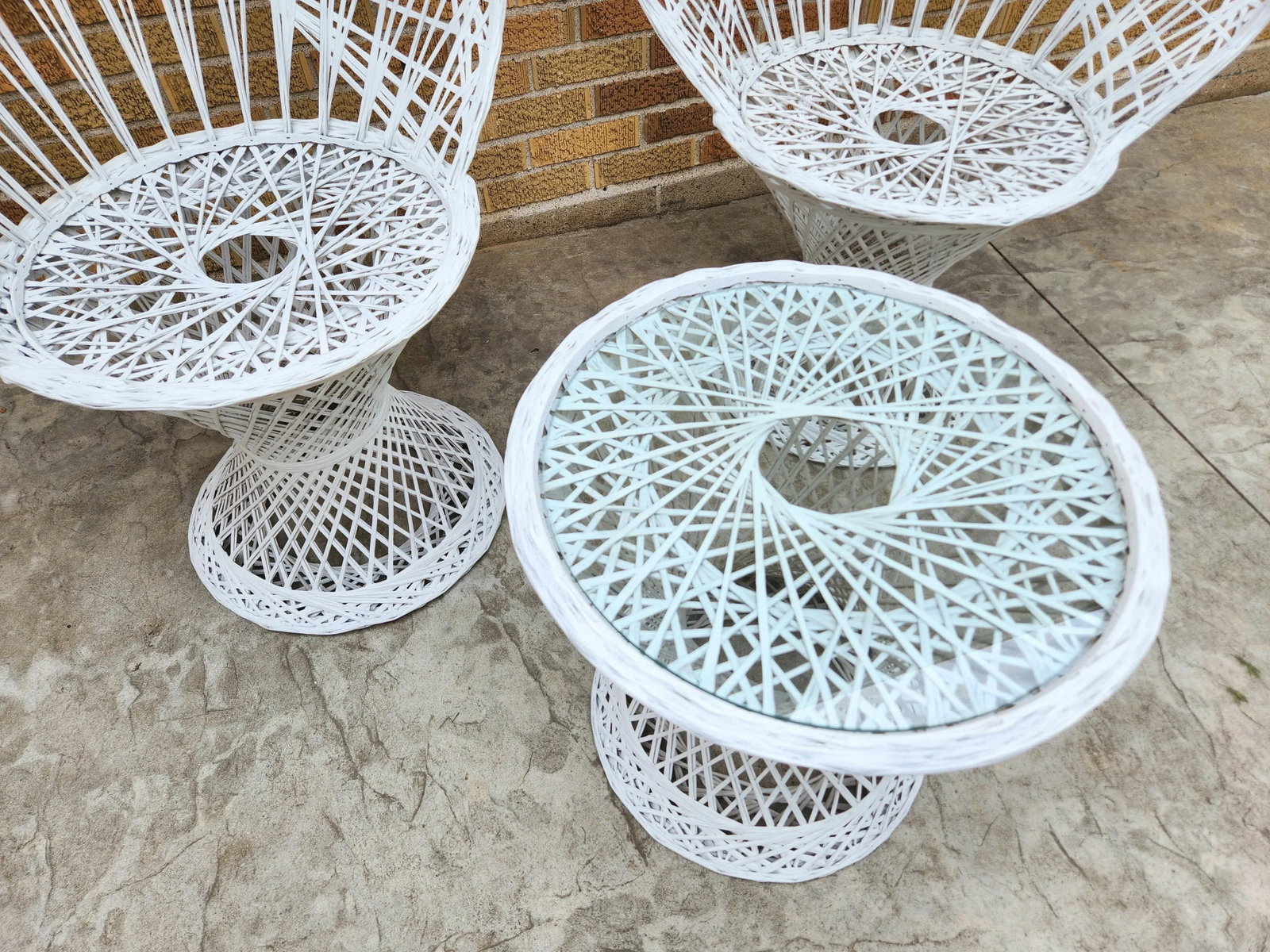 1950s Woodard Spun Fiberglass Peacock Chair Set - 3 Pieces - 3