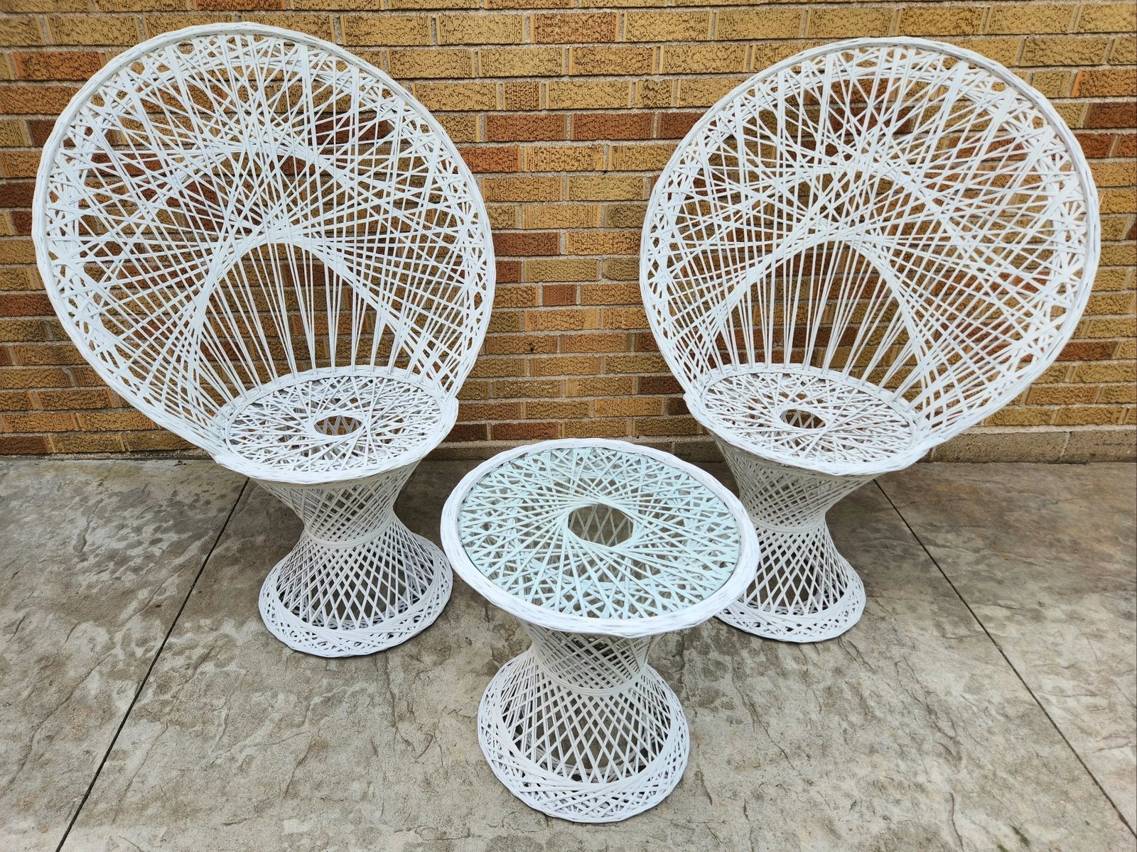 1950s Woodard Spun Fiberglass Peacock Chair Set - 3 Pieces - 5