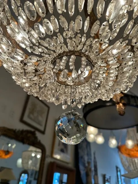 1940s French Wood With Gilt Finish Chandelier - 5