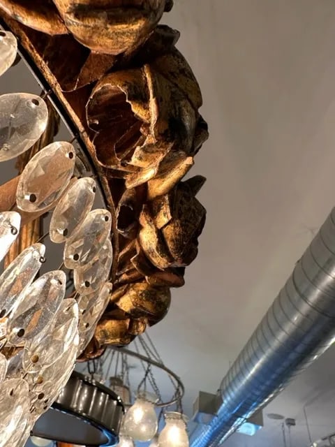 1940s French Wood With Gilt Finish Chandelier - 8
