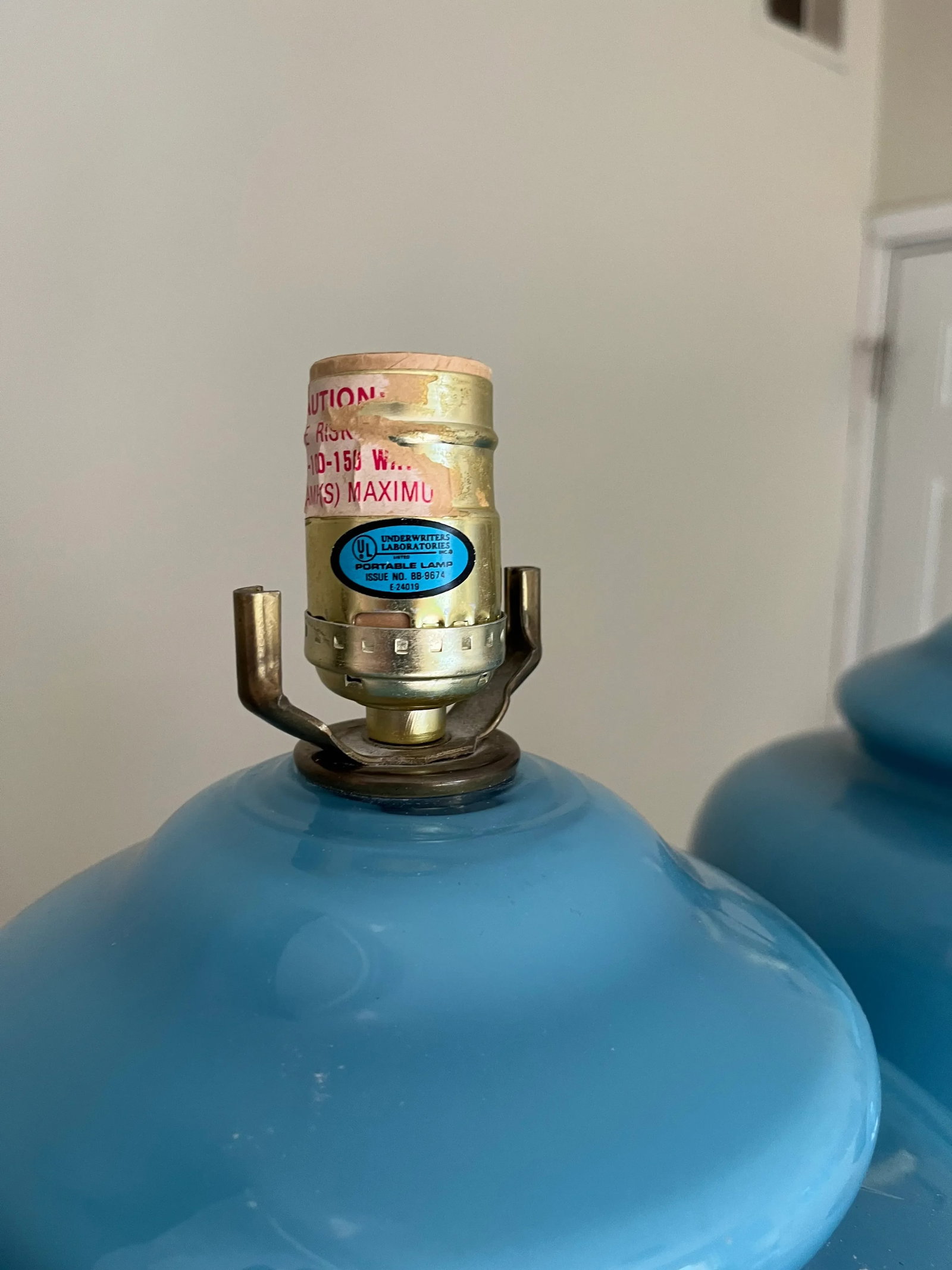 1980s/90s Postmodern Blue Glass Ginger Jar Lamps - a Pair - 4
