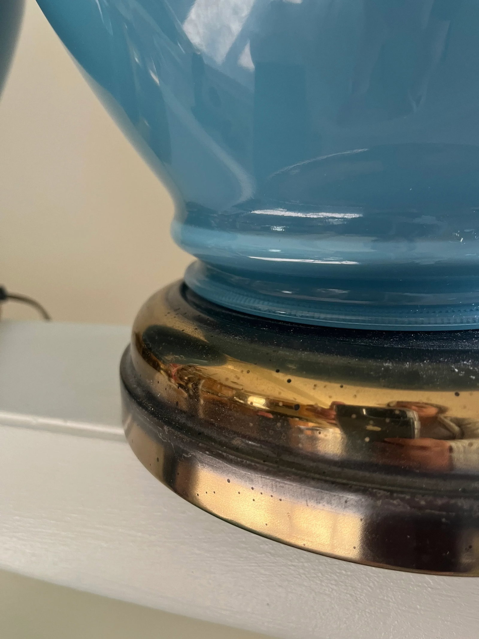 1980s/90s Postmodern Blue Glass Ginger Jar Lamps - a Pair - 5