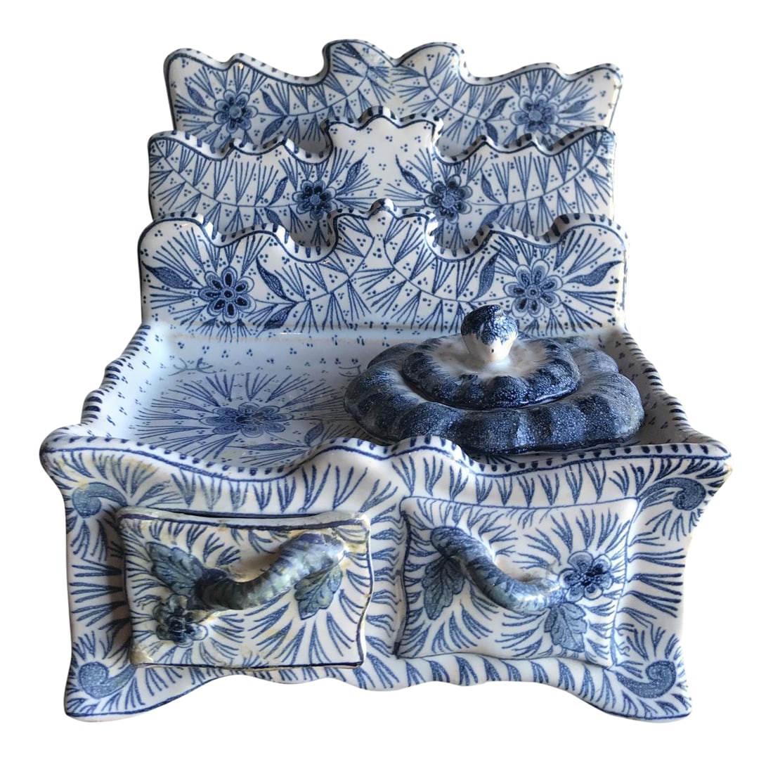 Blue & White Faience Ink Well (1 of 6)