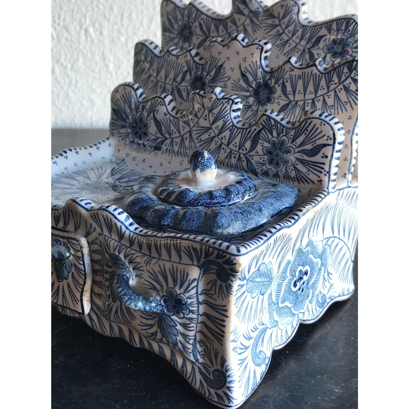 Blue & White Faience Ink Well - 4