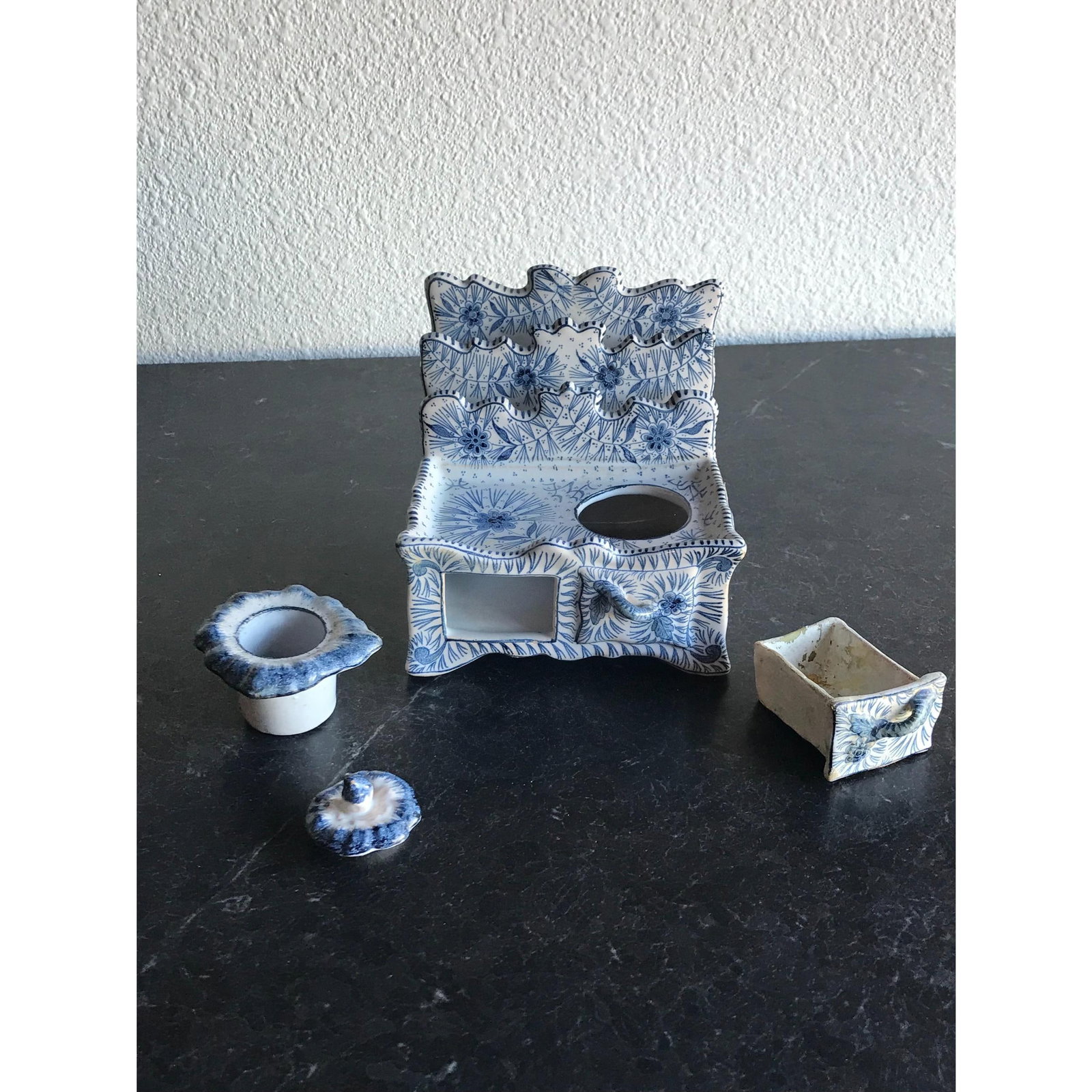 Blue & White Faience Ink Well - 5