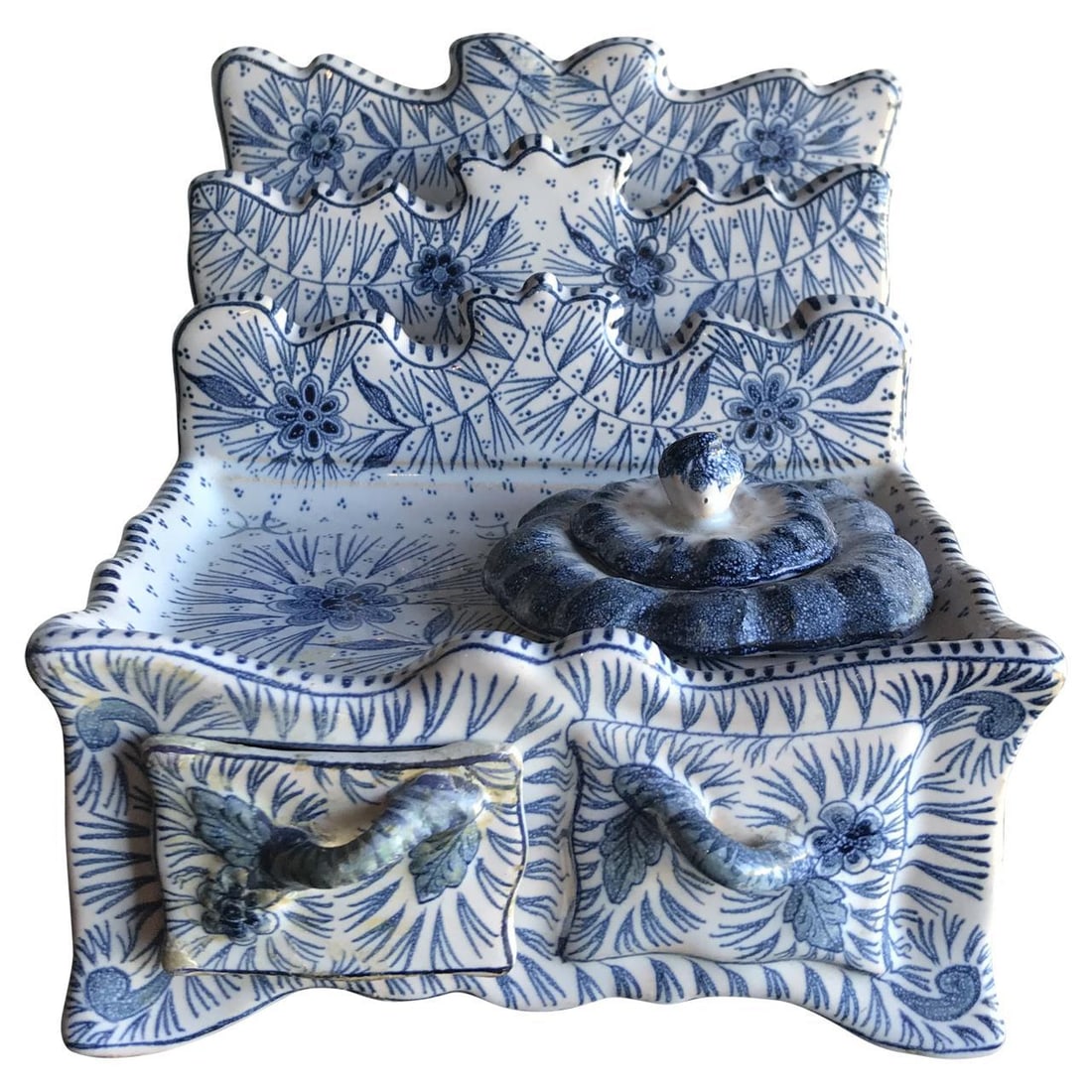 Blue & White Faience Ink Well - 6
