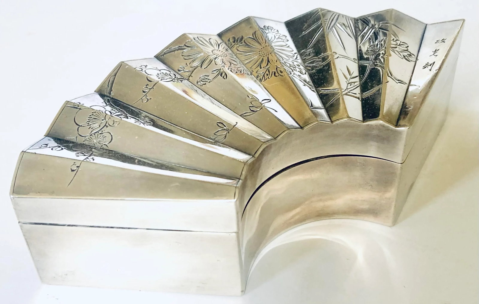 Miyamoto Sterling Japanese Fan Jewelry Box - 10