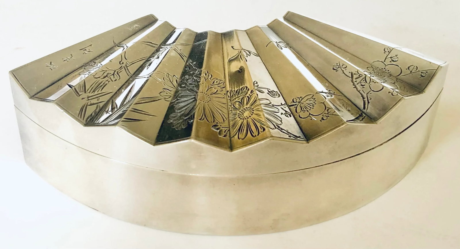 Miyamoto Sterling Japanese Fan Jewelry Box - 2